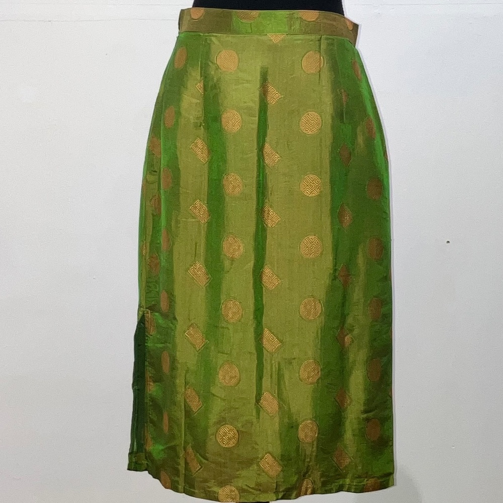 Green and Gold Silk Skirt